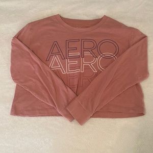 Aeropostale Cropped Long Sleeve Logo T-Shirt